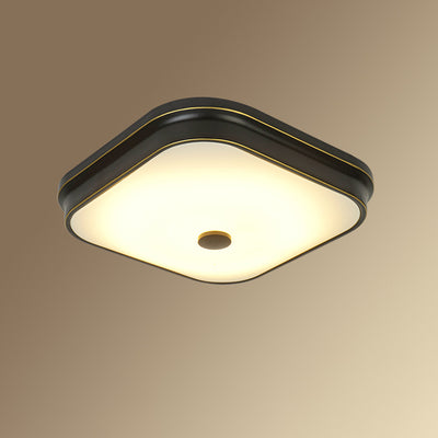 Contemporary Retro Square Iron Glass Lampshade LED Flush Mount Ceiling Light For Hallways