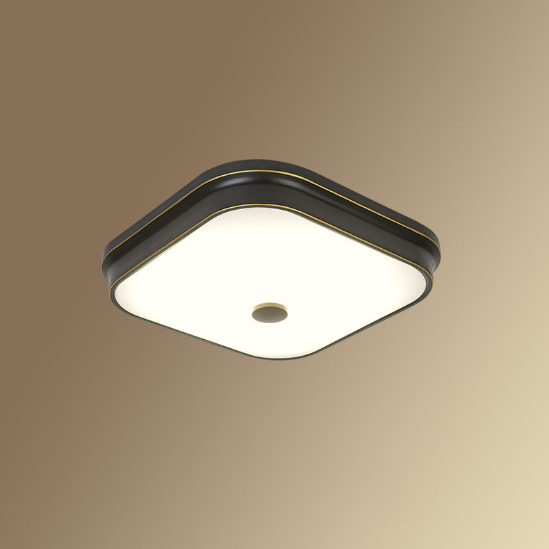 Contemporary Retro Square Iron Glass Lampshade LED Flush Mount Ceiling Light For Hallways