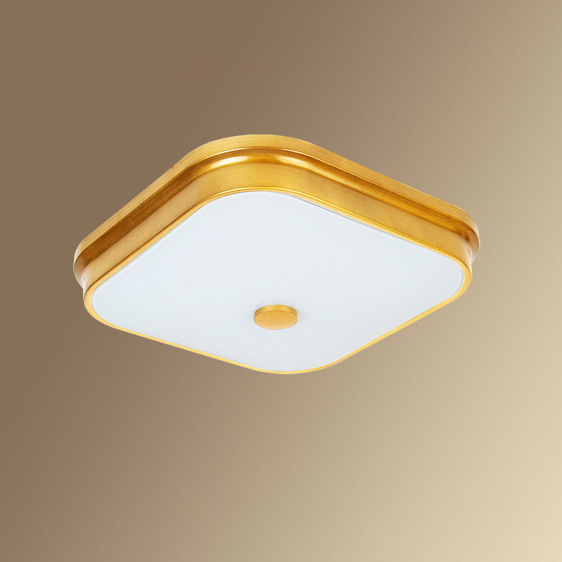Contemporary Retro Square Iron Glass Lampshade LED Flush Mount Ceiling Light For Hallways