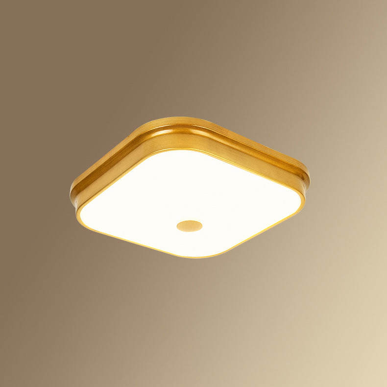 Contemporary Retro Square Iron Glass Lampshade LED Flush Mount Ceiling Light For Hallways