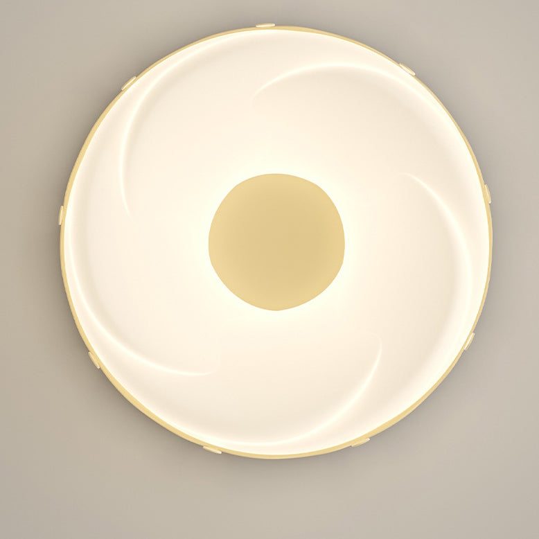 Contemporary Nordic Round Cream Donut Roto-molding Hardware Lampshade LED Flush Mount Ceiling Light For Bedroom