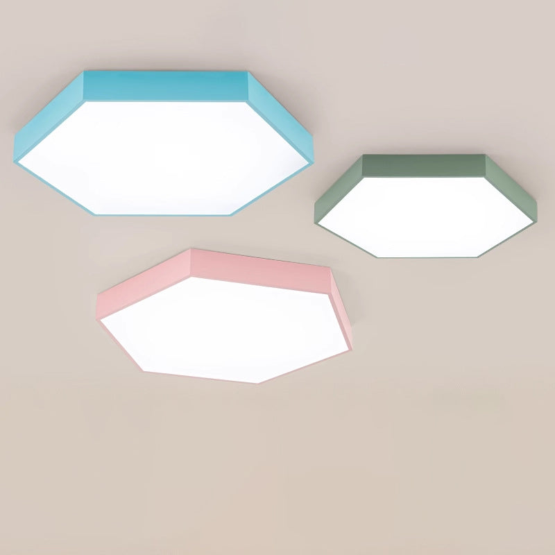 Modern Simplicity Hexagonal Macarons Iron Aluminum Lampshade LED Flush Mount Ceiling Light For Home Office