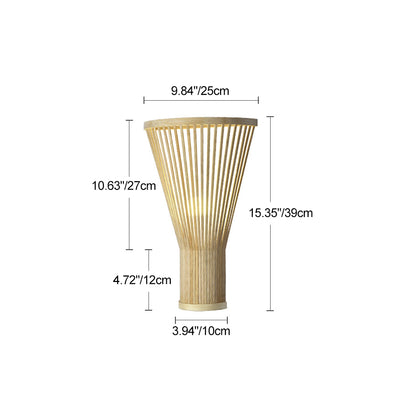 Traditional Japanese Vertical Broom Shape Bamboo Lampshade 1 - Light Wall Sconce Lamp For Bedroom
