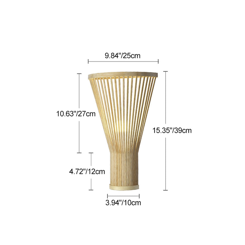 Traditional Japanese Vertical Broom Shape Bamboo Lampshade 1 - Light Wall Sconce Lamp For Bedroom