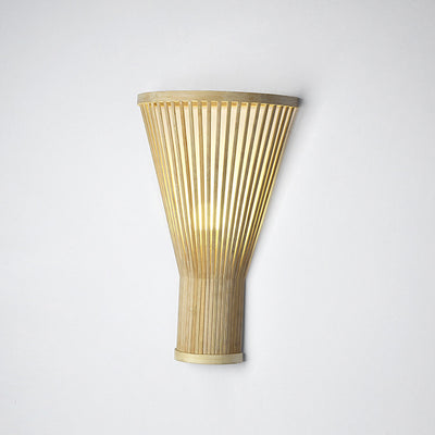 Traditional Japanese Vertical Broom Shape Bamboo Lampshade 1 - Light Wall Sconce Lamp For Bedroom
