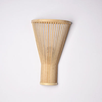 Traditional Japanese Vertical Broom Shape Bamboo Lampshade 1 - Light Wall Sconce Lamp For Bedroom