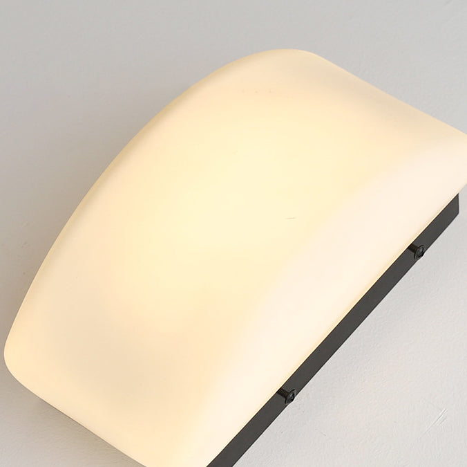Abat-jour en verre en fer demi-arc rectangle de simplicité moderne 1 - Lampe murale à une lumière pour salon 