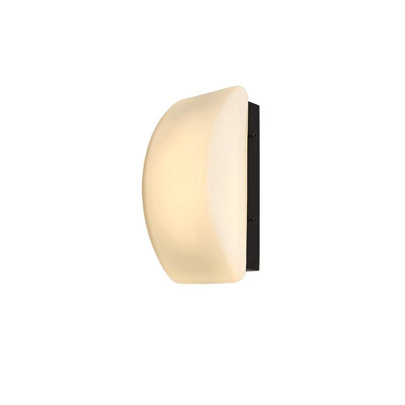 Abat-jour en verre en fer demi-arc rectangle de simplicité moderne 1 - Lampe murale à une lumière pour salon 
