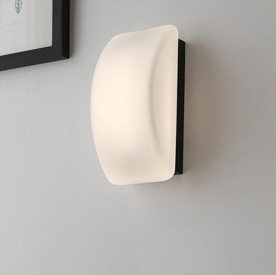 Abat-jour en verre en fer demi-arc rectangle de simplicité moderne 1 - Lampe murale à une lumière pour salon 