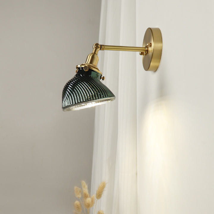 Abat-jour en verre en laiton traditionnel français 1 - Lampe murale à une lumière pour salon 