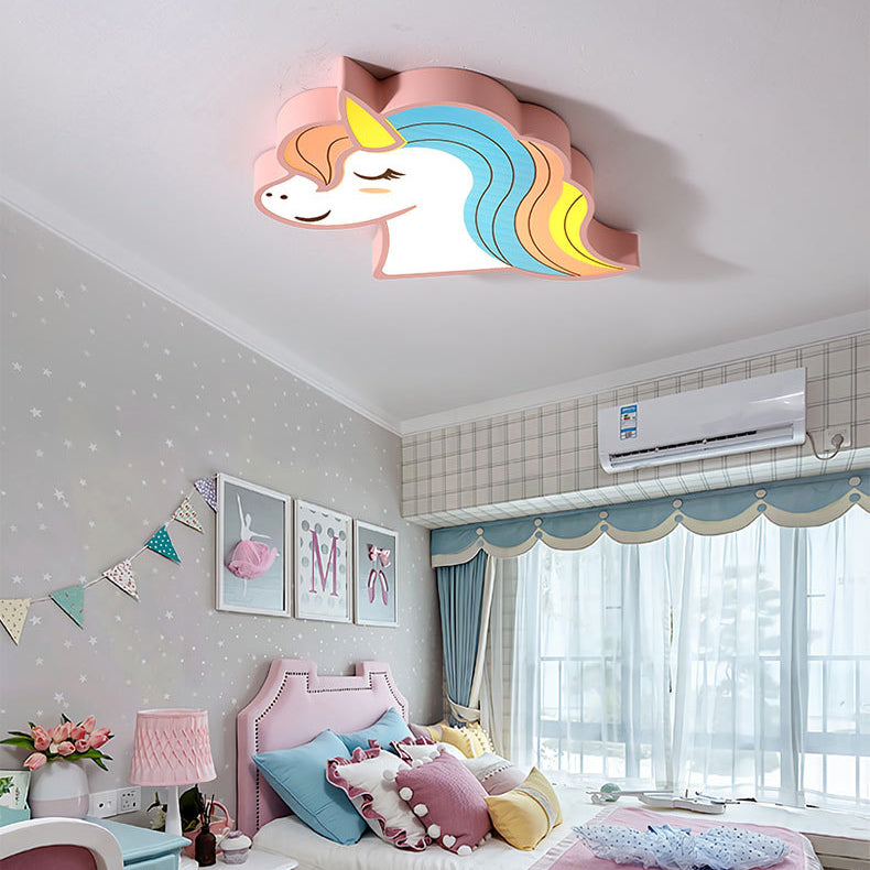 Abat-jour en fer acrylique pour cheval créatif contemporain, plafonnier à LED pour chambre à coucher 