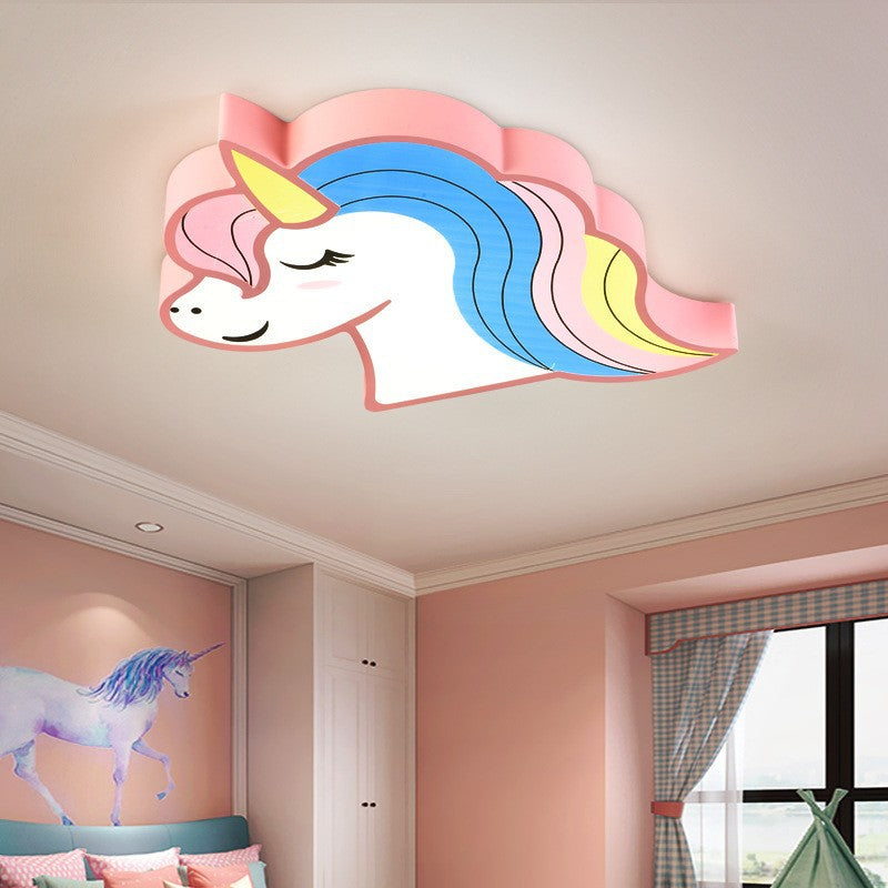 Abat-jour en fer acrylique pour cheval créatif contemporain, plafonnier à LED pour chambre à coucher 