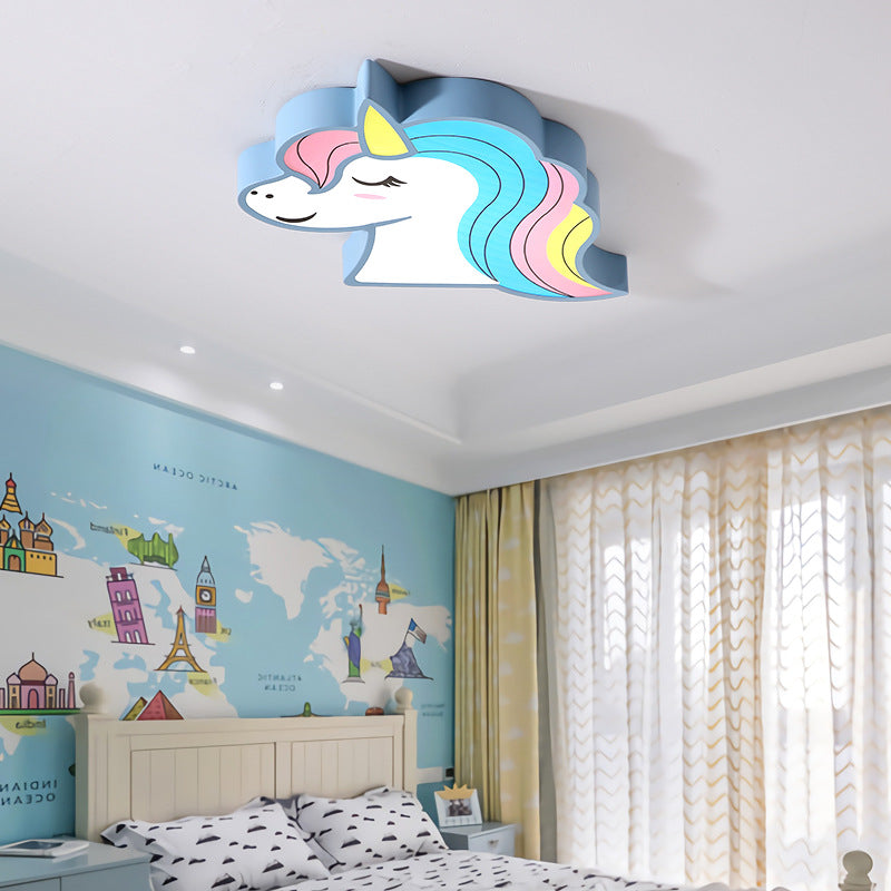 Abat-jour en fer acrylique pour cheval créatif contemporain, plafonnier à LED pour chambre à coucher 