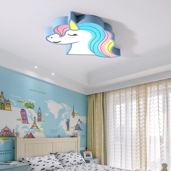 Abat-jour en fer acrylique pour cheval créatif contemporain, plafonnier à LED pour chambre à coucher 