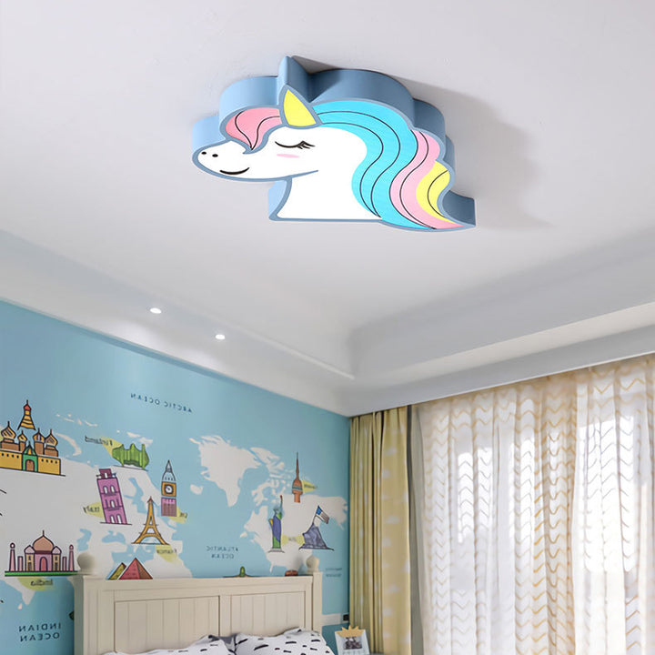 Abat-jour en fer acrylique pour cheval créatif contemporain, plafonnier à LED pour chambre à coucher 