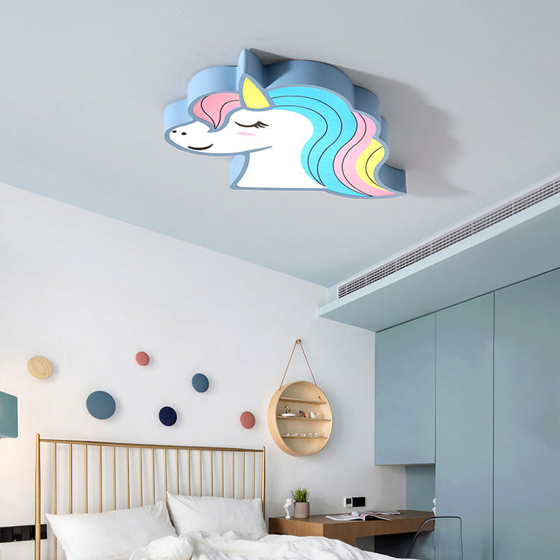 Abat-jour en fer acrylique pour cheval créatif contemporain, plafonnier à LED pour chambre à coucher 