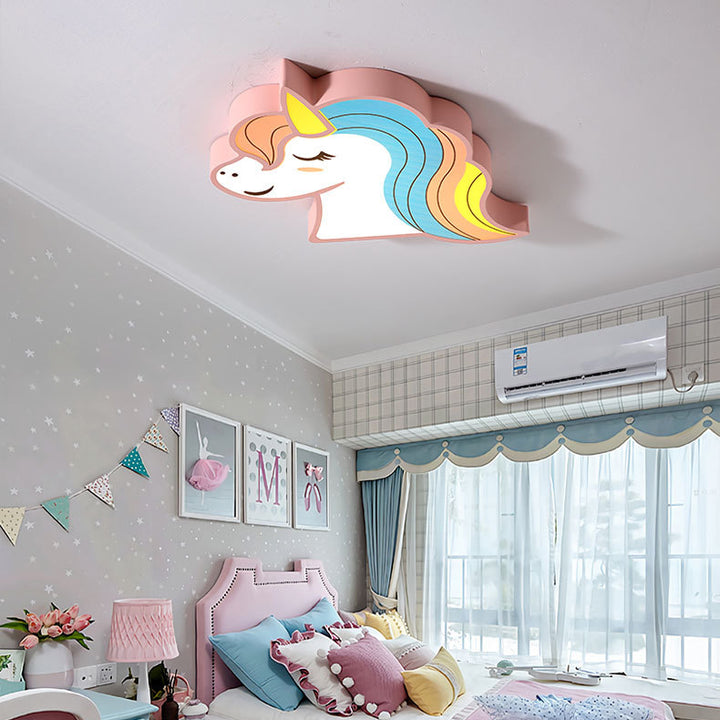 Abat-jour en fer acrylique pour cheval créatif contemporain, plafonnier à LED pour chambre à coucher 