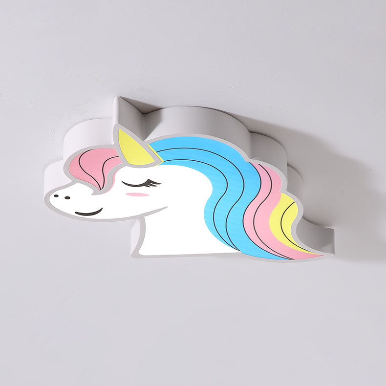 Abat-jour en fer acrylique pour cheval créatif contemporain, plafonnier à LED pour chambre à coucher 