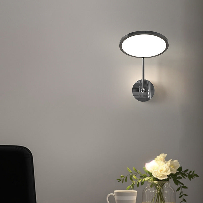 Moderne minimalistische runde Spiegel-Form Aluminium Eisen LED Wandleuchte für Schlafzimmer 