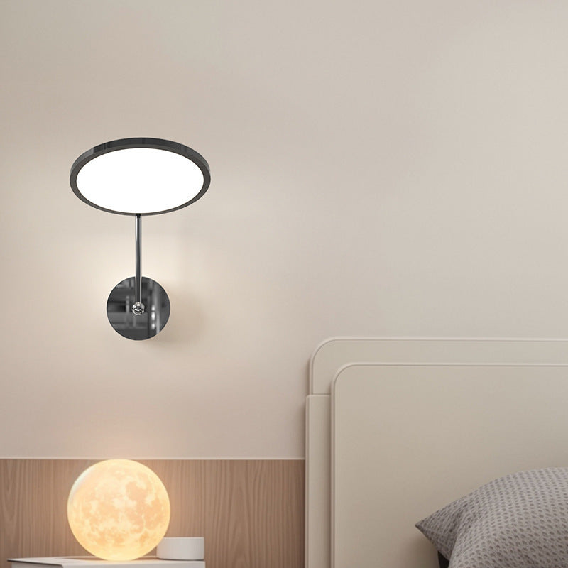 Moderne minimalistische runde Spiegel-Form Aluminium Eisen LED Wandleuchte für Schlafzimmer 