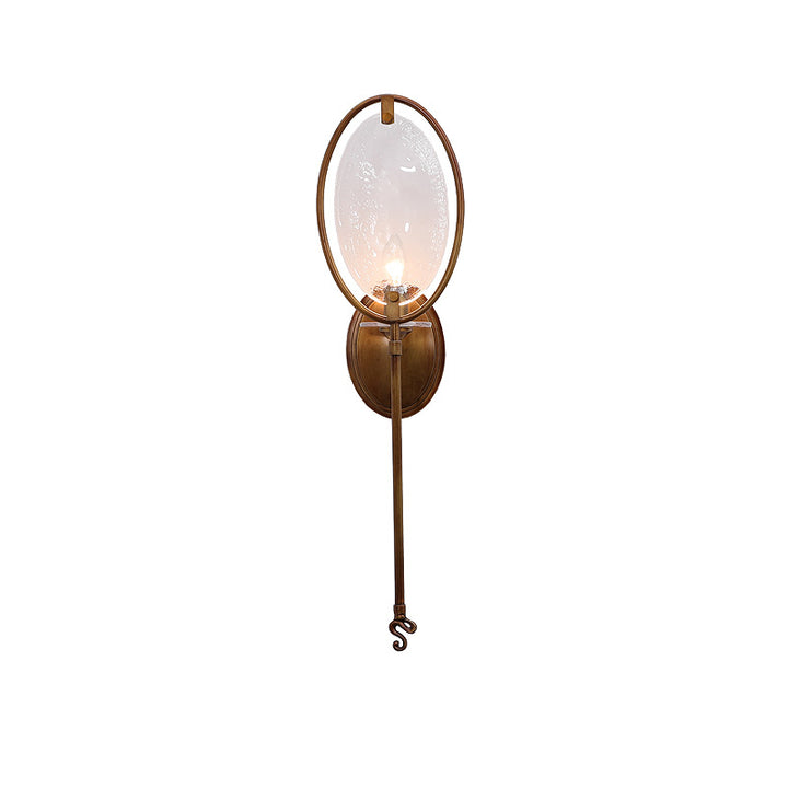 Lámpara de Aplique de Pared de 1 Luz con Forma de Raqueta Vintage Tradicional de Vidrio de Cobre para Sala de Estar 