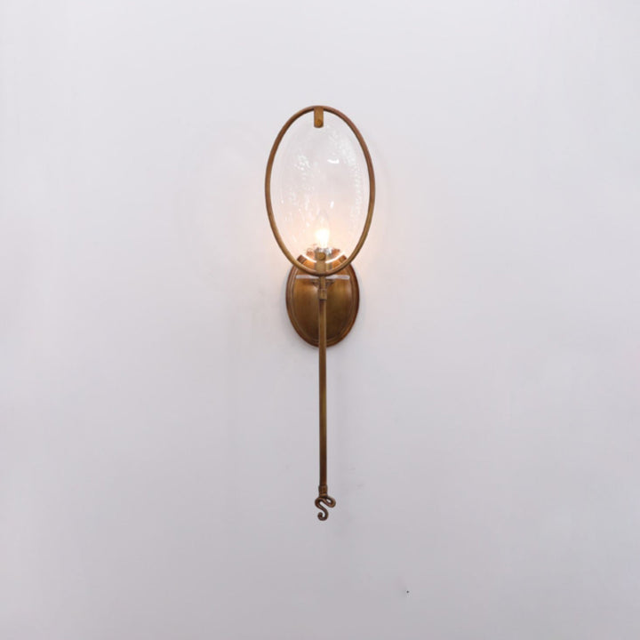 Lámpara de Aplique de Pared de 1 Luz con Forma de Raqueta Vintage Tradicional de Vidrio de Cobre para Sala de Estar 