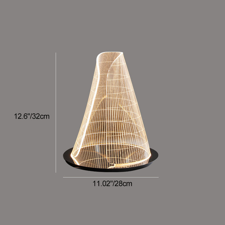 Moderne Art Deco Kegelförmige Acryl-Lampenschirm Edelstahlbasis LED-Tischlampe für Wohnzimmer 