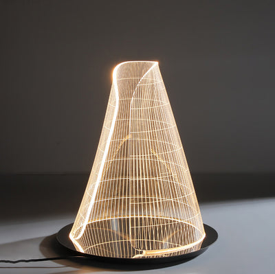 Modern Art Deco Conical Acrylic Lampshade Stainless Steel Base LED Table Lamp For Living Room