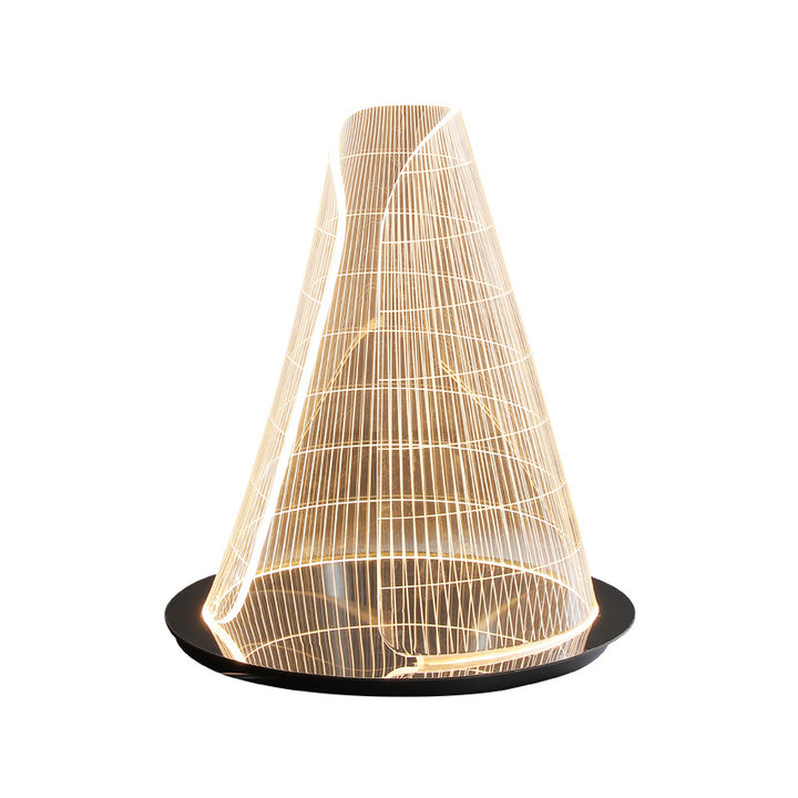 Moderne Art Deco Kegelförmige Acryl-Lampenschirm Edelstahlbasis LED-Tischlampe für Wohnzimmer 
