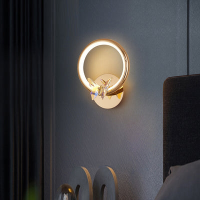 Modern Luxury Circle Butterfly Aluminum Hardware LED Wall Sconce Lamp For Living Room