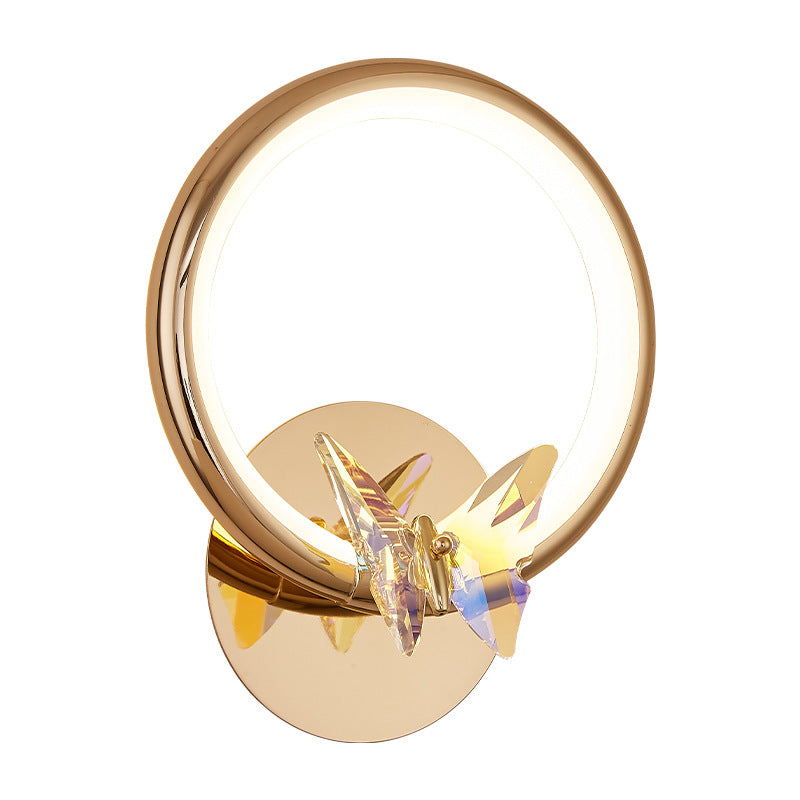 Modern Luxury Circle Butterfly Aluminum Hardware LED Wall Sconce Lamp For Living Room