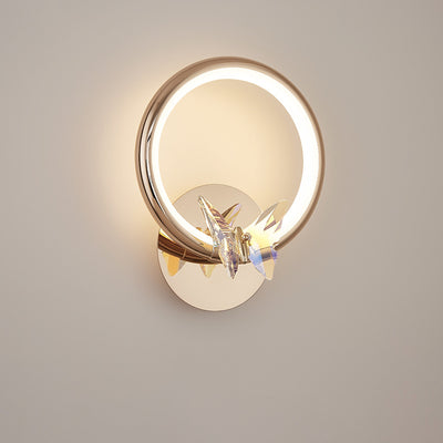 Modern Luxury Circle Butterfly Aluminum Hardware LED Wall Sconce Lamp For Living Room