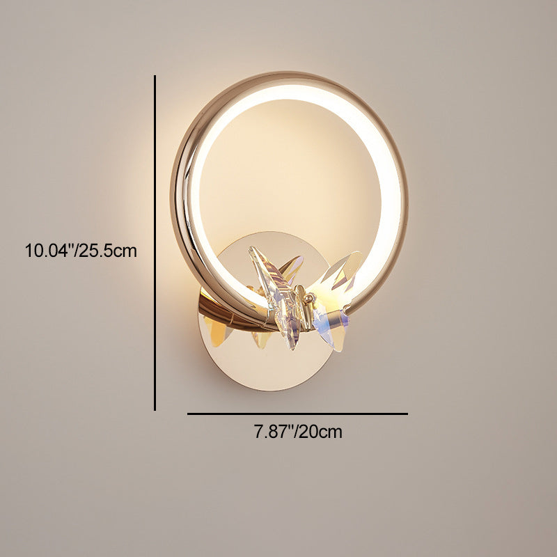 Modern Luxury Circle Butterfly Aluminum Hardware LED Wall Sconce Lamp For Living Room