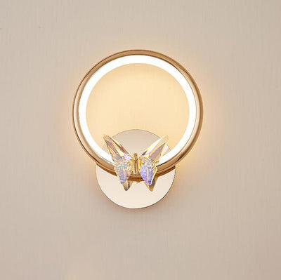 Modern Luxury Circle Butterfly Aluminum Hardware LED Wall Sconce Lamp For Living Room