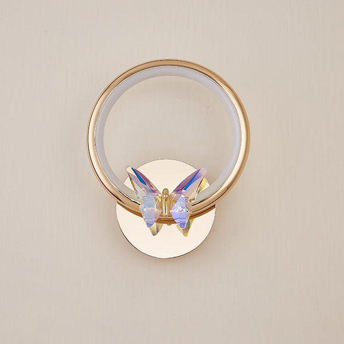 Modern Luxury Circle Butterfly Aluminum Hardware LED Wall Sconce Lamp For Living Room