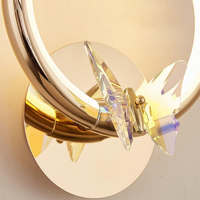 Modern Luxury Circle Butterfly Aluminum Hardware LED Wall Sconce Lamp For Living Room
