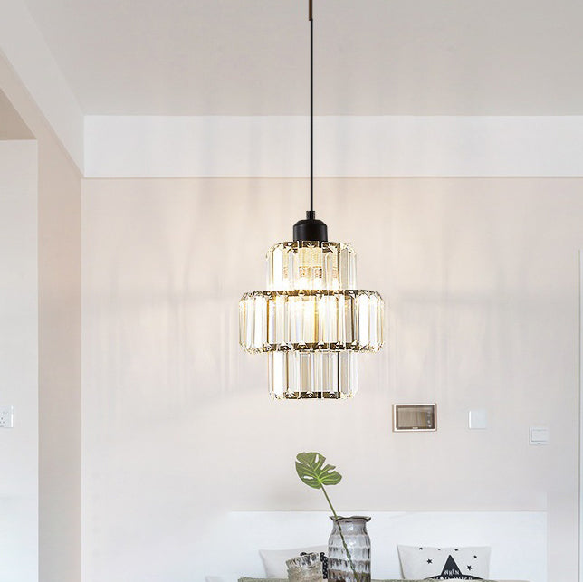 Zeitgenössische Einfachheit Kuppel Säulenförmiger Glasschirm Eisenharz 1 - Licht Pendelleuchte für Esszimmer 