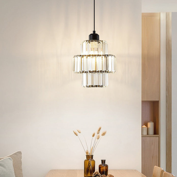 Zeitgenössische Einfachheit Kuppel Säulenförmiger Glasschirm Eisenharz 1 - Licht Pendelleuchte für Esszimmer 