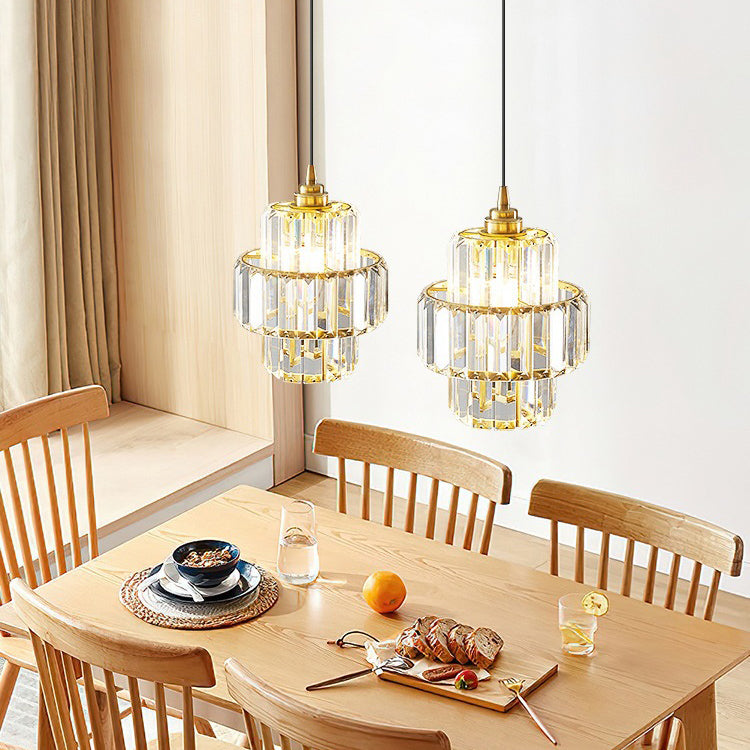 Zeitgenössische Einfachheit Kuppel Säulenförmiger Glasschirm Eisenharz 1 - Licht Pendelleuchte für Esszimmer 