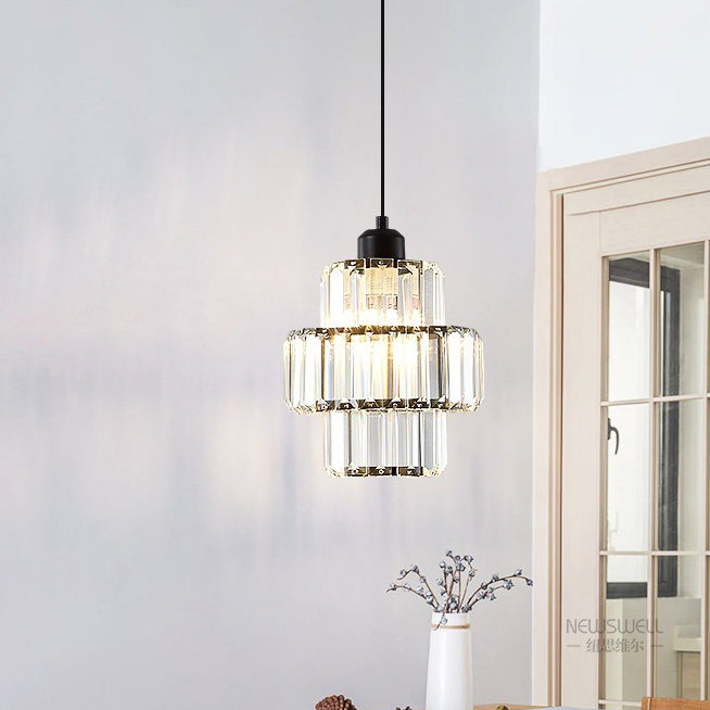 Zeitgenössische Einfachheit Kuppel Säulenförmiger Glasschirm Eisenharz 1 - Licht Pendelleuchte für Esszimmer 