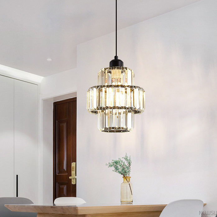Zeitgenössische Einfachheit Kuppel Säulenförmiger Glasschirm Eisenharz 1 - Licht Pendelleuchte für Esszimmer 