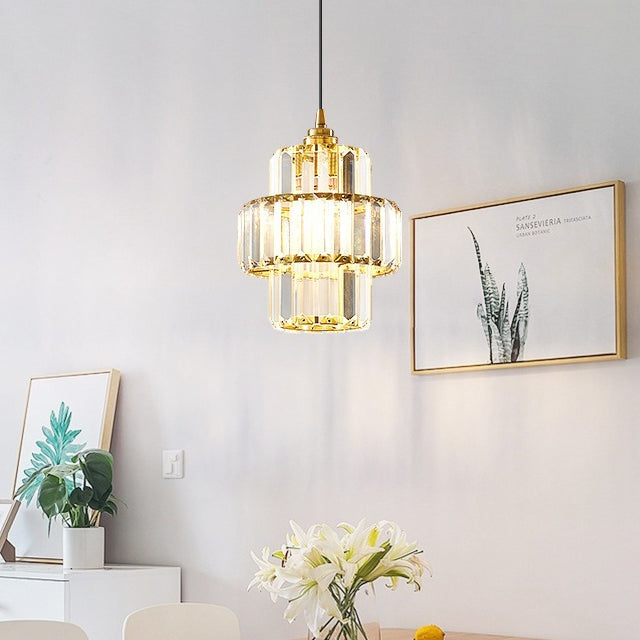 Zeitgenössische Einfachheit Kuppel Säulenförmiger Glasschirm Eisenharz 1 - Licht Pendelleuchte für Esszimmer 