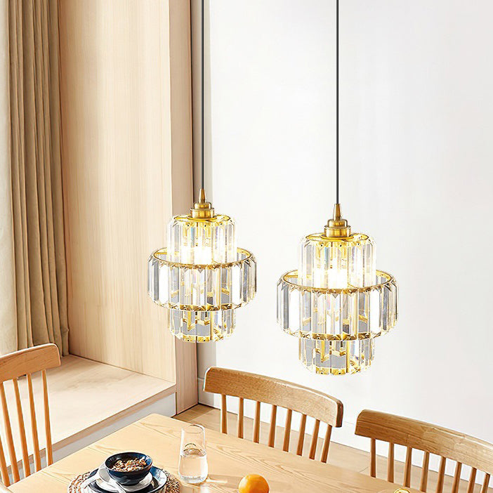 Zeitgenössische Einfachheit Kuppel Säulenförmiger Glasschirm Eisenharz 1 - Licht Pendelleuchte für Esszimmer 