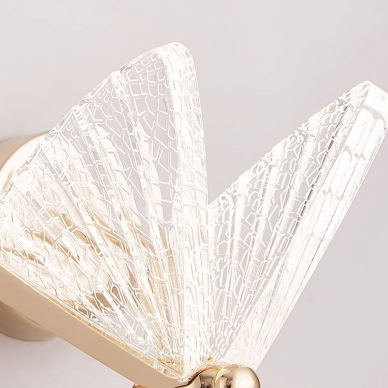 Modern Luxury Butterfly Acrylic Lampshade Iron LED Wall Sconce Lamp For Living Room