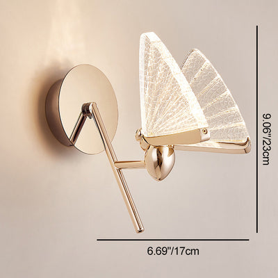 Modern Luxury Butterfly Acrylic Lampshade Iron LED Wall Sconce Lamp For Living Room