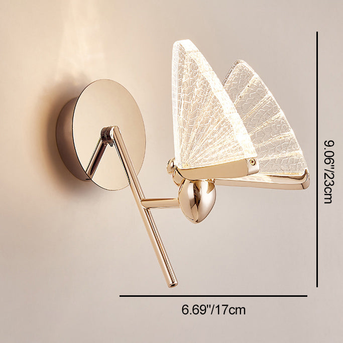 Modern Luxury Butterfly Acrylic Lampshade Iron LED Wall Sconce Lamp For Living Room