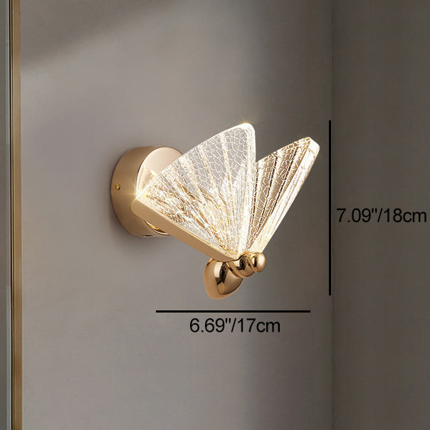 Modern Luxury Butterfly Acrylic Lampshade Iron LED Wall Sconce Lamp For Living Room
