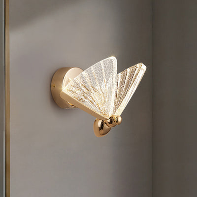 Modern Luxury Butterfly Acrylic Lampshade Iron LED Wall Sconce Lamp For Living Room