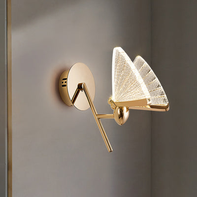 Modern Luxury Butterfly Acrylic Lampshade Iron LED Wall Sconce Lamp For Living Room