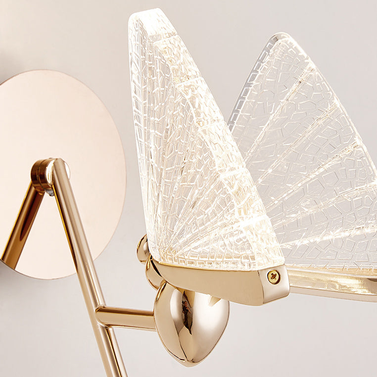 Modern Luxury Butterfly Acrylic Lampshade Iron LED Wall Sconce Lamp For Living Room
